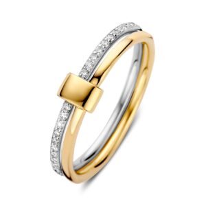 RP418069 Excellent Bi-color goud ring diamant 0.14 crt. H/SI  maat 56