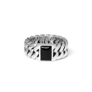 603ON 17 - Buddha to Buddha Chain Stone Ring Onyx