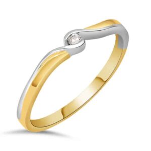 GBG0062 Pas Bicolor gouden slagring 0.03 G-SI diamant maat 17,5