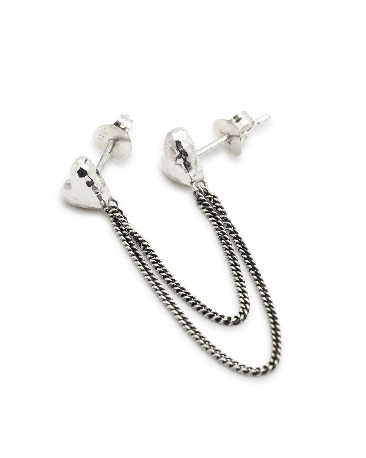 914 one - Buddha to Buddha Heart double chain stud single piece zilver - Afbeelding 3