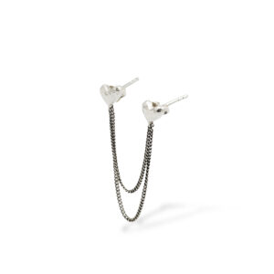 914 one -  Buddha to Buddha Heart double chain stud single piece zilver