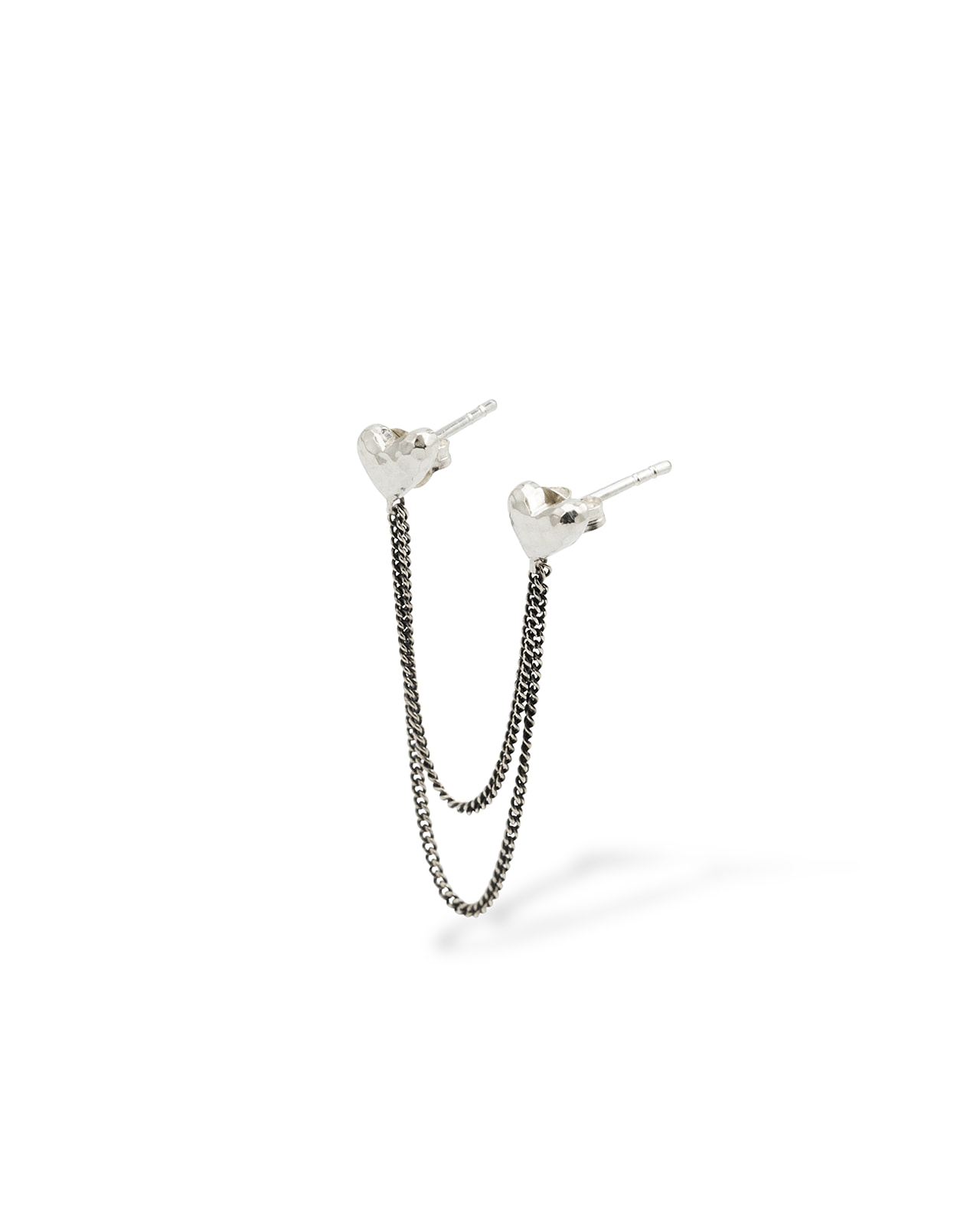 914 one - Buddha to Buddha Heart double chain stud single piece zilver