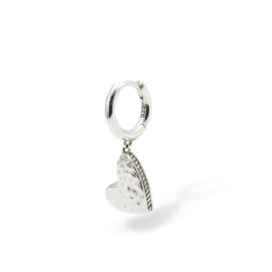 916 one -  Buddha to Buddha Heart hoop earring single piece zilver