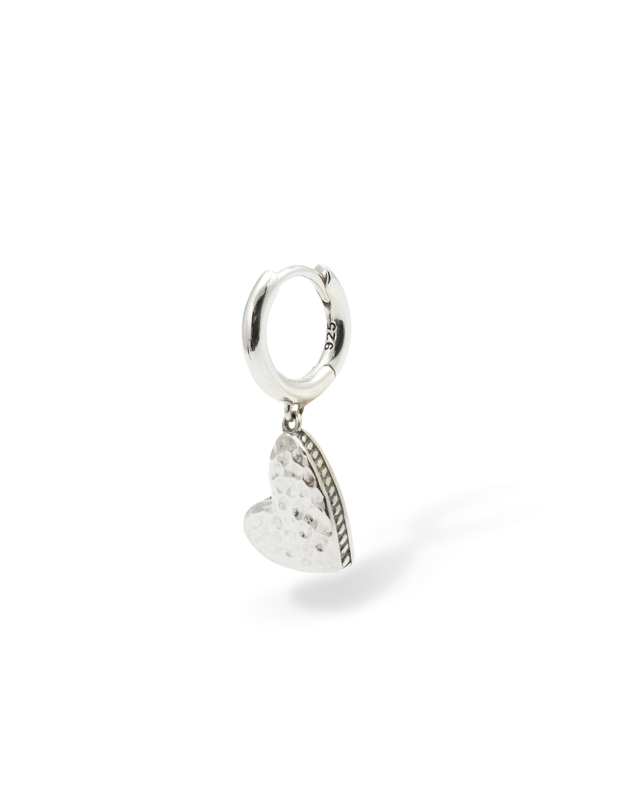 916 one - Buddha to Buddha Heart hoop earring single piece zilver