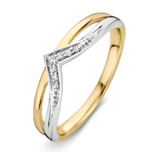 RG416295 Excellent Bicolor gouden ring diamant 0.04 H/SI maat 56