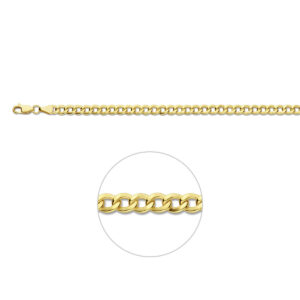 50.00094 KA Goud met zilverkern armband gourmette 5mm 19cm