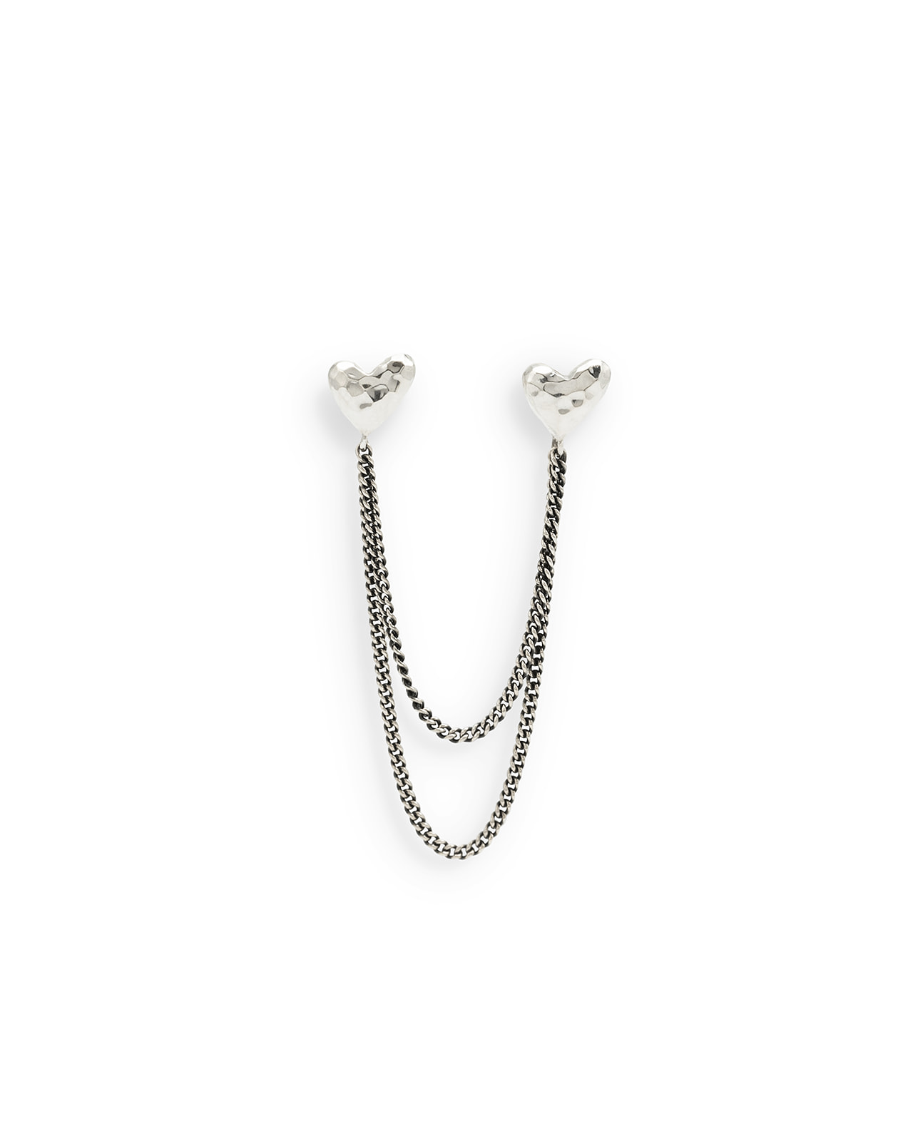 914 one - Buddha to Buddha Heart double chain stud single piece zilver - Afbeelding 2